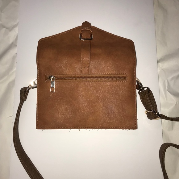 Small White & Tan Striped Crossbody Purse - Picture 3 of 4